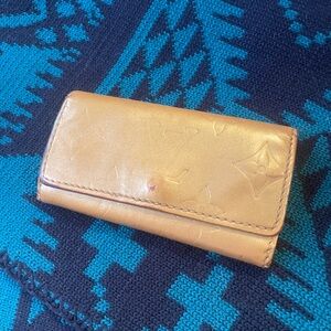 Louis Vuitton Matte Monogram Compact Leather 4 Ring Key Wallet in Beige